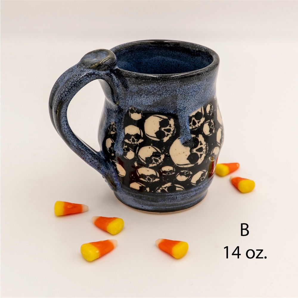 SilverSageCeramics Handmade Skull Mug 14 Oz